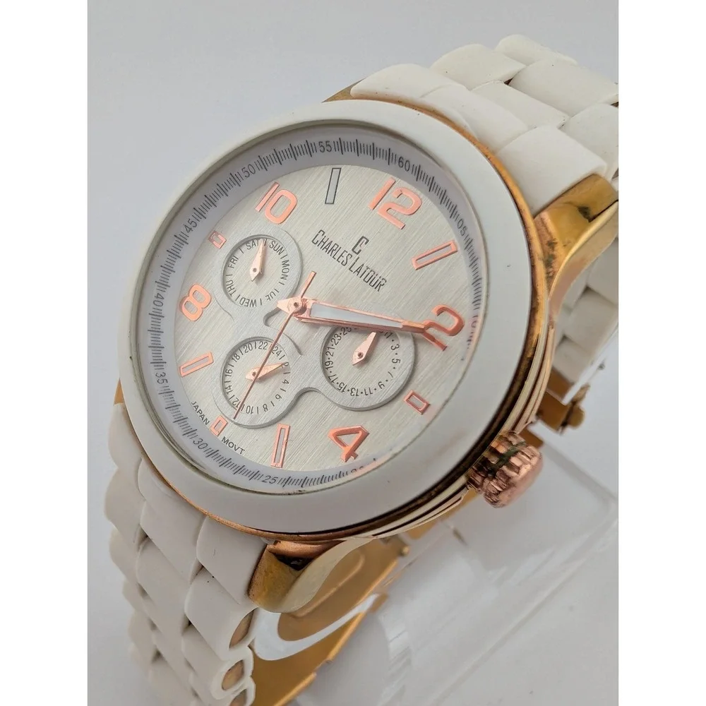 Charles Latour Chronograph Watch Women 39mm Case 6.5